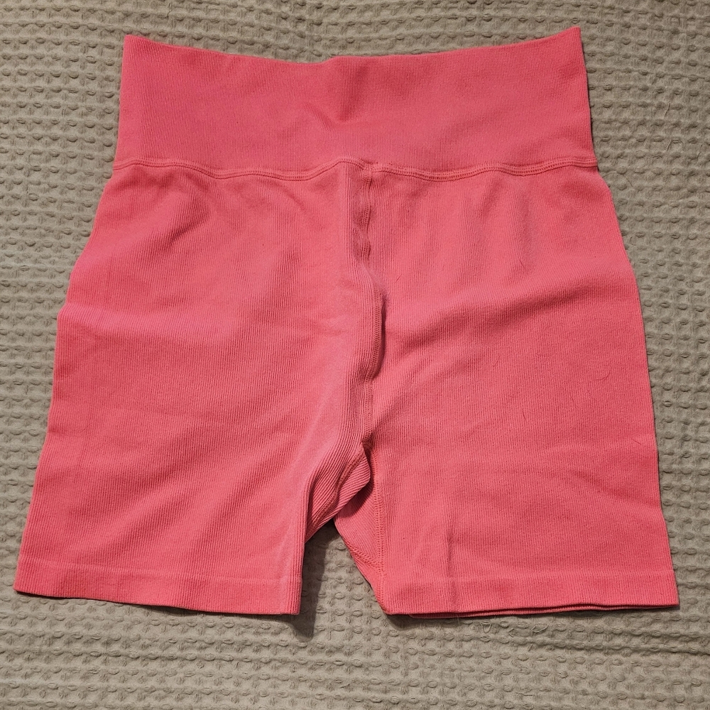 Love & Sports Ribbed Hot Pink Bike Shorts